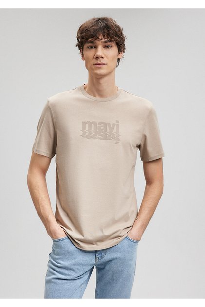 Logo Printed Khaki T-Shirt Regular Fit 0612000-81976