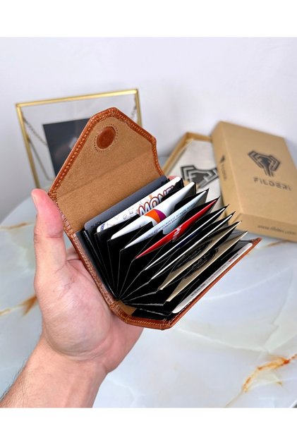 Genuine Leather - Magnetic - Coin Compartment - Accordion Card Holder 2063