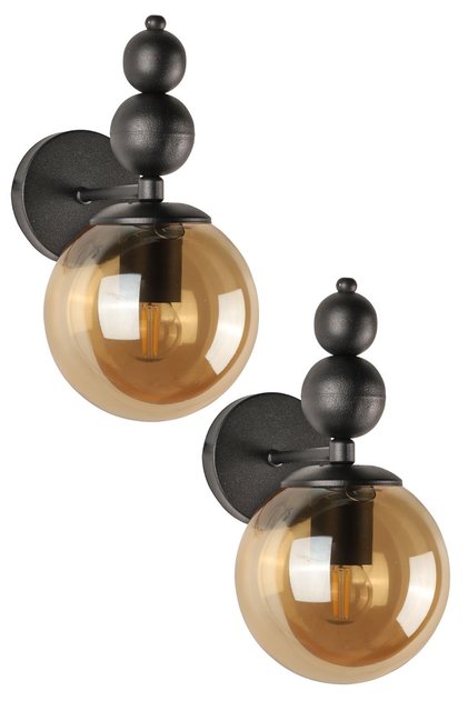 2Pcs Endless Sconce Black Honey Glass, Modern Decorative Sconce, Wall Lighting, Living Room, Bedroom and Hallway Lighting