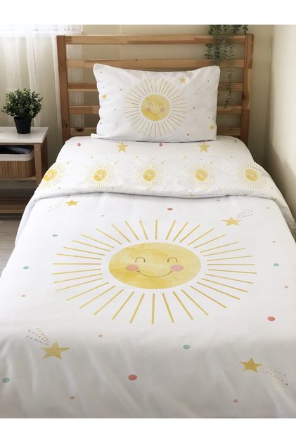 Double Sided Sun Patterned No Sheet Set - Printed Single Duvet Cover Set