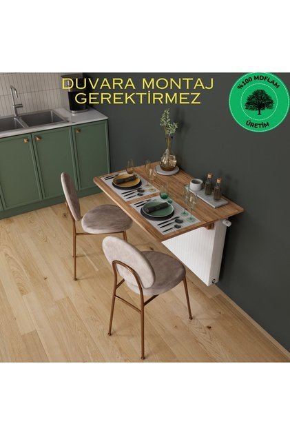 Petek Üstü Raf Masa - Oval Köşeli Duvara Montaj Gerektirmez - Mutfak Masası - Çalışma Masası