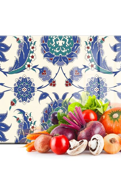 Glass Cutting Board and Presentation Plate with Ivy Tile Pattern 20X30 cm