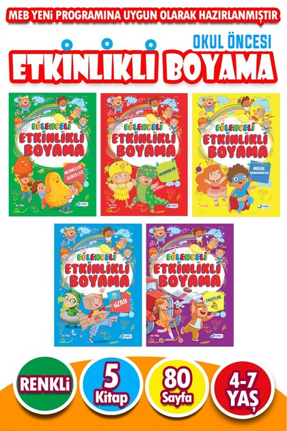4 - 7 Years Old Preschool Educational Activity Colorful Painting Set 5 Books 80 Pages