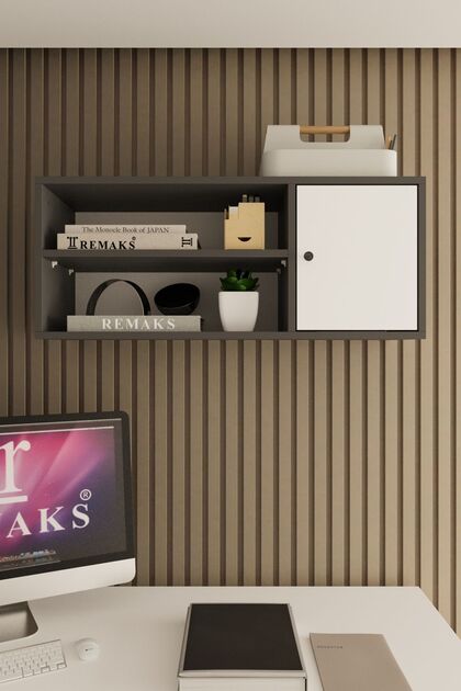 Bole 90 cm Çok Amaçlı Ofis Evrak Üst dolabı Antrasit - Beyaz Üst Modül