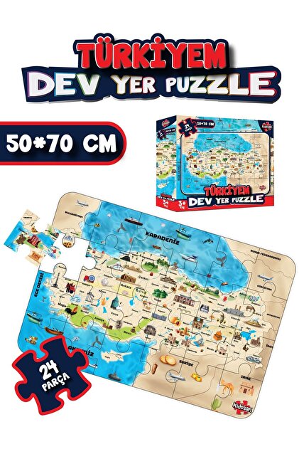 kidssan games Türkiyem Dev Yer Puzzle 50*70 cm 24 Parça - Fiyatı
