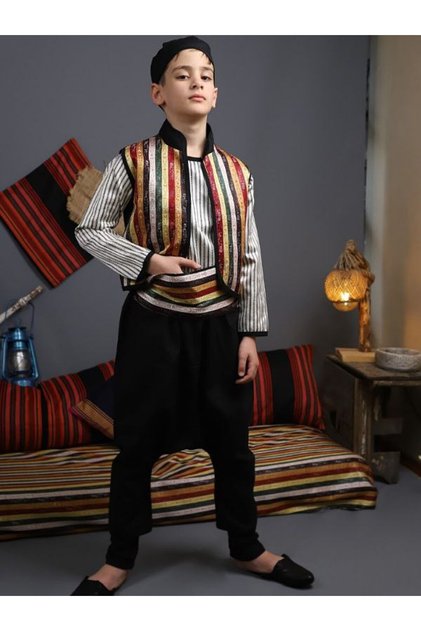 Boy's Folklore Mevlütlük Circumcision Arab Outfit 5 Piece