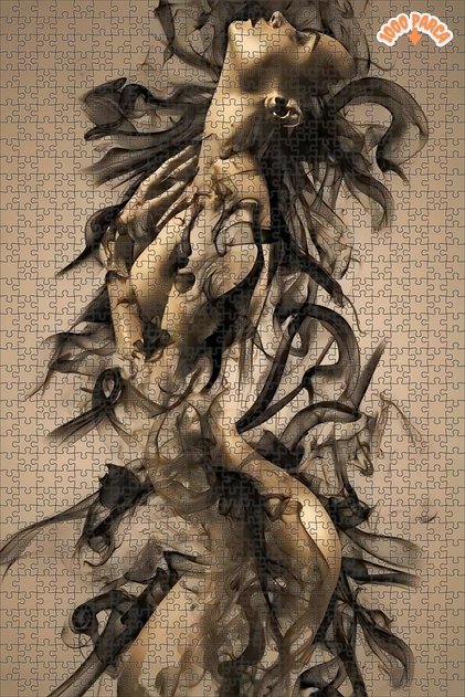 Smoke Nude Koleksiyonu 01 Dekoratif Çift Katlı Çerçeveli Asılabilir Ahşap Puzzle 1000 PARÇA 50X70