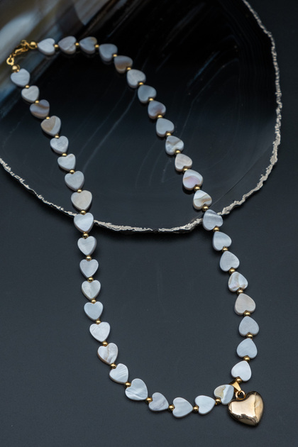 Coer Kalp Uçlu Sedef Taşı Sky Kolye