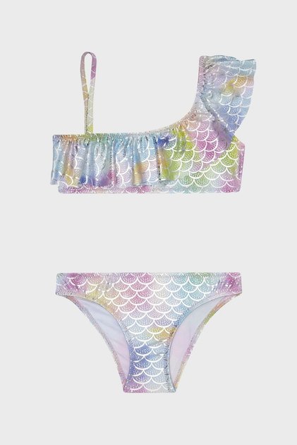 Finny Tek Omuz Detaylı Kolay Kuruyan Uv Korumalı Fırfırlı Bikini Kız Çocuk BİKİNİ SB23140