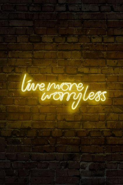 Neongraph Neon Led Duvar Yazısı Dekoratif Işıklı Gece Lambası Duvar Süsü Live More Worry Less