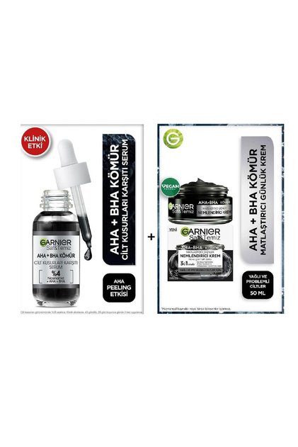 Pure and Clean Charcoal Mattifying Moisturizing Cream - 50ml & Aha Bha Anti-Skin Flaws Serum - 30ml