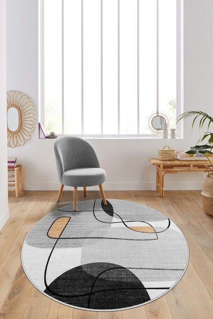 Digital Printing Washable Non-Slip Base Stain Resistant Round Kitchen Carpet and Living Room Carpet