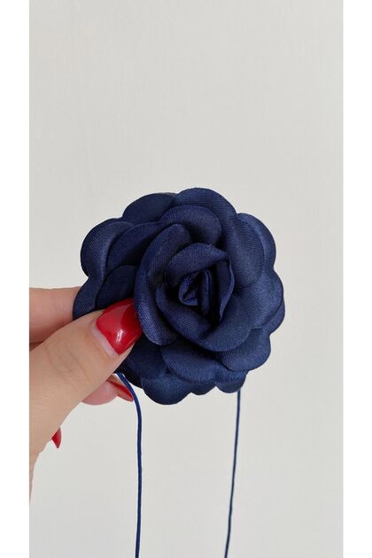 Lace-Up Fabric Flower Choker Necklace Rose Necklace