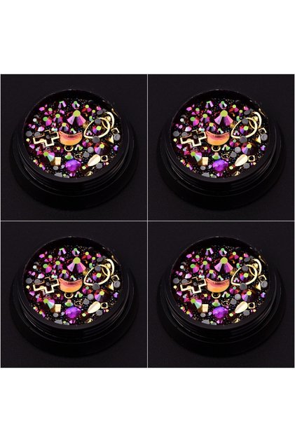 4 Adet Nail Art Tresuary Lüks Tırnak Süsleme Hazine Taşları Pulları 8. Stil