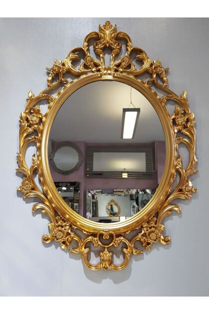 Vintage Taç Model Altın Renk Dekoratif Ayna