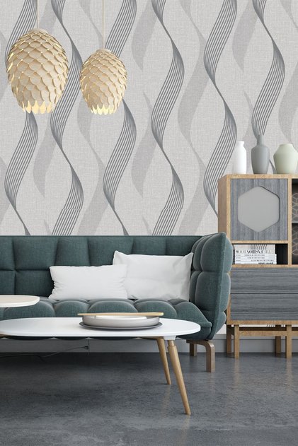 Bien Exclusive 5305 Lüks Ss Şerit Gri Parlak Gümüş Duvar Kağıdı Duvar Kağıdı 5,30 M²