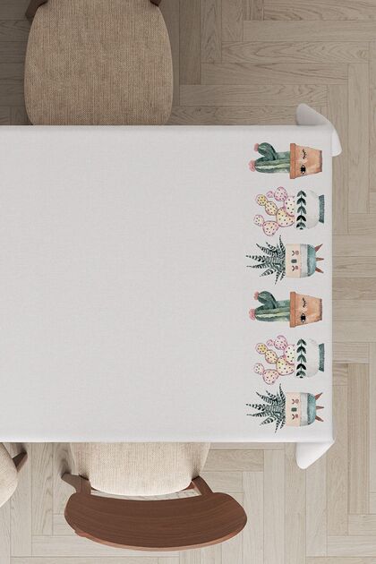 Thai Feather Washable Stain Resistant Fabric Cactus Patterned Tablecloth Mso034