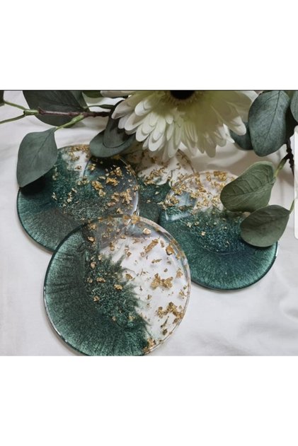 Sultan Gold Leaf Epoxy Coaster Set of 4