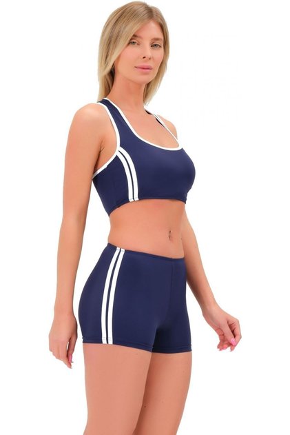 Swim Bikini with Striped Shorts 5018 Navy Blue