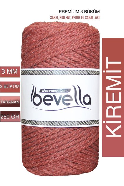 Premium 3 Twisted Cotton Macrame Rope 3 mm 250 Gr Tile