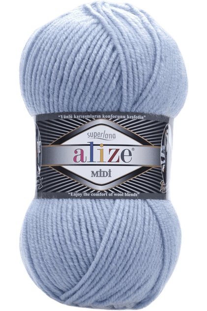 5 Pieces Superlana Midi Light Blue 480 Hand Knitting Thread Vest Cardigan Thread Scarf Beanie Sweater Thread