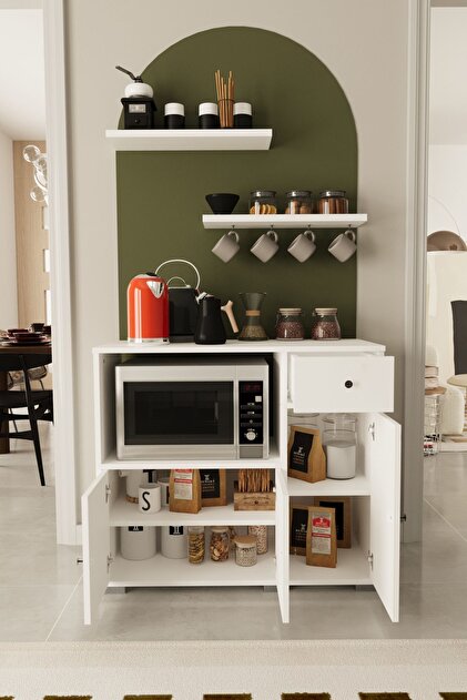 Remaks Kahve Köşesi 90 Cm Çok Amaçlı Dolap Mikrodalga Set altı