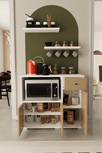 Remaks Kahve Köşesi 90 Cm Çok Amaçlı Dolap Mikrodalga Set altı