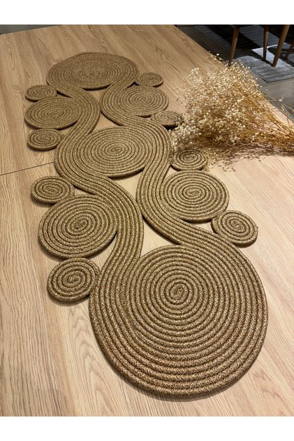 Ahenk Jüt Hasır Görünümlü Runner 40x110, Özel Tasarım Masa Örtüsü, Jüt Ranır, jüt