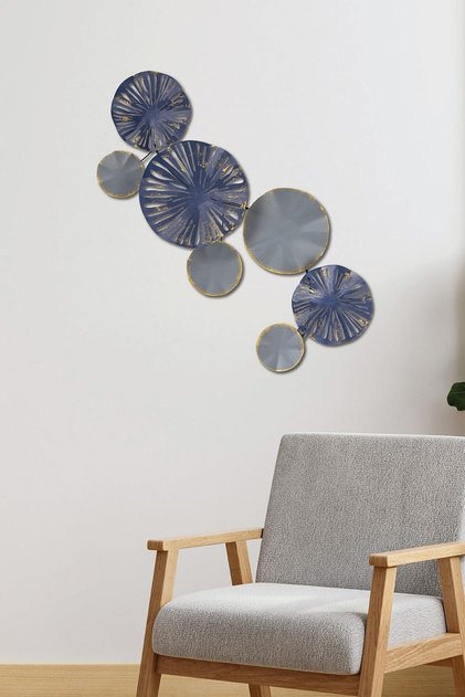Doreart Astrid Metal Duvar Tablosu, Ev Ofis Duvar Panosu (mavi Gri)
