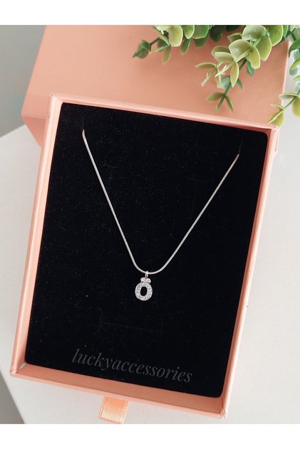 Çelik Silver Rodyum Kaplama Harf Kolye Ö Harfi