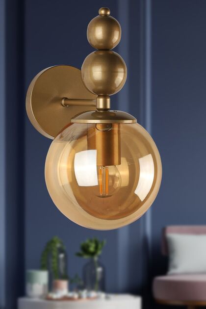 Endless Sconce Antique Honey Glass, Modern Decorative Sconce, Wall Lighting, Living Room, Bedroom and Hallway Lighting