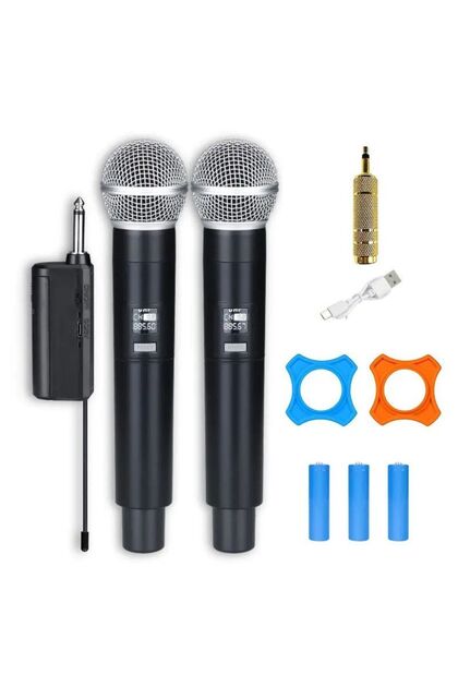 Çift elçik Profesyonel Kablosuz Mikrofon Taşınabilir Mini Alıcı Için 6.35mm jak