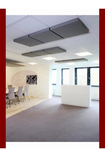 Gri Akustik Kumaş Kaplı Tavan Panel 9 Adet 60x60x3 Cm