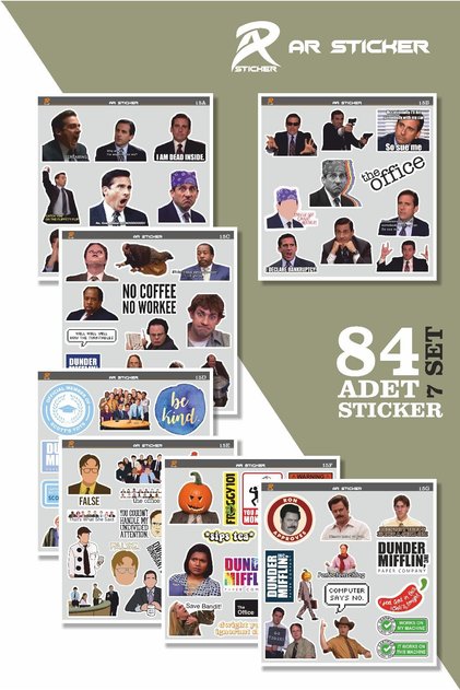 - 84 Adet - Ofis Laptop Notebook Ajanda Defter Tablet Sticker Etiket Çıkartma Seti