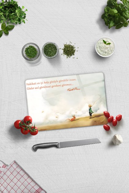 Glass Cutting Board - Glass Cutting Board |   The Little Prince - Heart Eye |