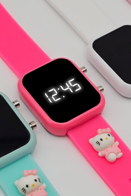 Kitty Figürlü Çocuk Kol Saati Su Geçirmez Kız Kol Saatleri 3 Yaş Üzeri Uyumludur (Pembe)