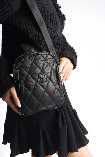Women's Parachute Fabric Diamond Patterned Double Compartment Crossbody/ Shoulder Bag