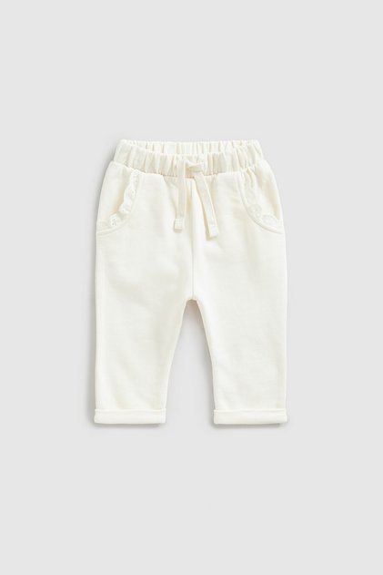 Broderie Cream Frilly Jogger Pants