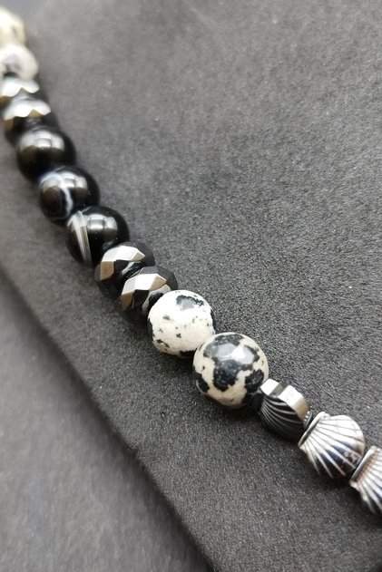Gift Bracelet for Men Jasper and Agate Natural Stone Macrame Handmade Bracelet