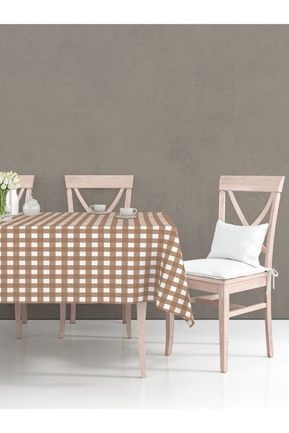 Checkered Tablecloth Brown 160x220cm