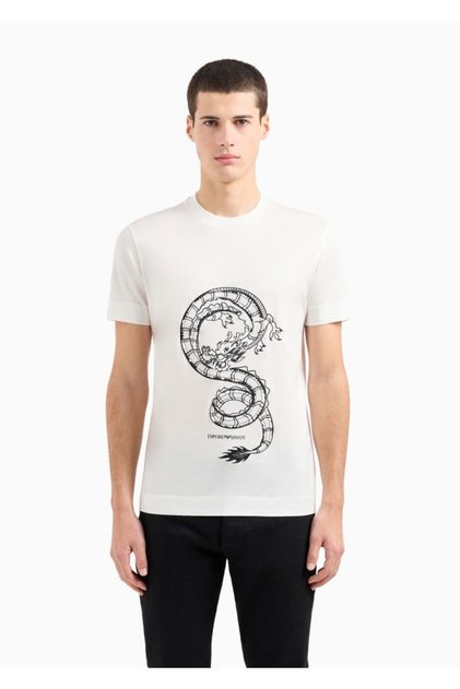 Men's Cotton Short Length Relaxed Fit Casual White T-Shirt EM000009 AF10017-M0008