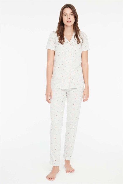 - Women's Snow Melange Padded Pajama Set