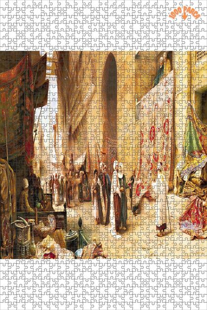 Teona Ahşap Kahire'de Halı Pazarı Dekoratif Çift Katlı Çerçeveli