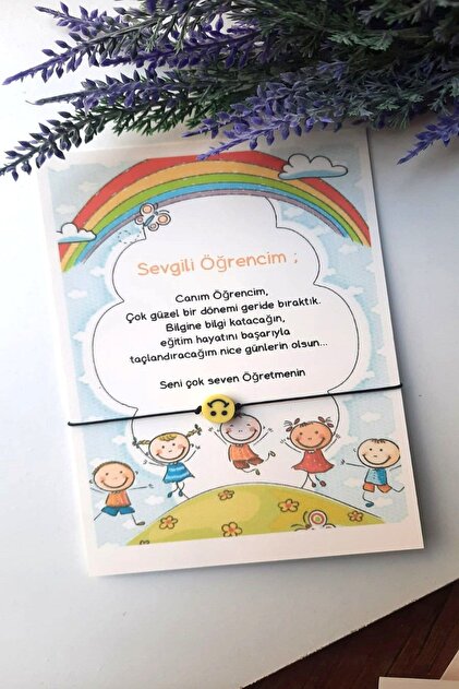 ☆キープ やむさま ☆ メッセージカード Emtory Home 20 Adet Canım Öğrencim Emoji Bileklik - Okul Hediyesi