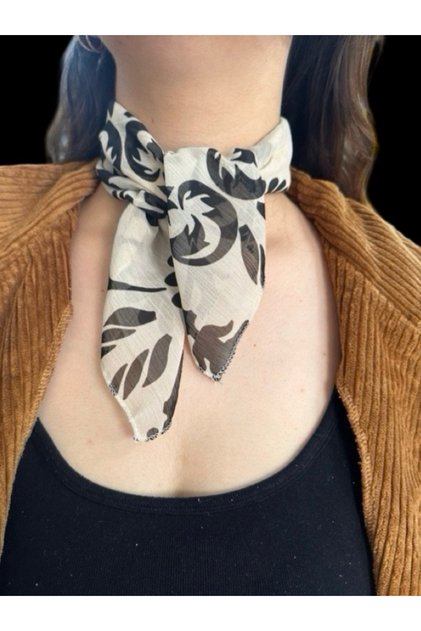 Patterned Chiffon Scarf 45X45 Hair, Bag, Wrist, Neck Accessory