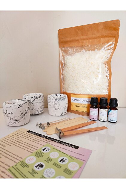 Solman %100 Natürel Soya Wax Aromaterapi Doğal Mum Yapım Seti