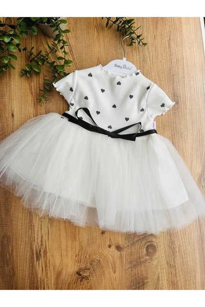 Baby Girl's Heart-Shaped Polka Dot Tutu Skirt, Holiday Birthday Wedding Dress