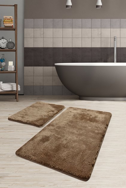 Overhead Mink Set of 2 Washable Non-Slip Base Bathroom Carpet, Mat
