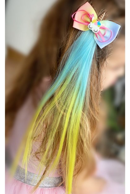 Colorful Colorful Unicorn Rainbow Bow Collar Children's False Hair Hairpiece Buckle