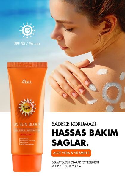 EKEL KOREA Aloe Vera and Vitamin E Lisinated - Water Resistant Intensive  Protective UV/UVB Sunscreen SPF 50- Trendyol